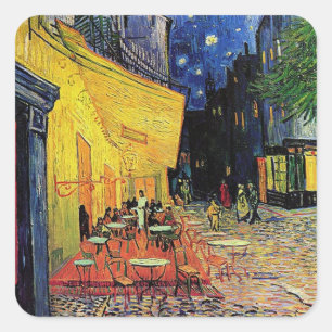 Die Caféterrasse auf dem Place du Forum, Arles, be Quadratischer Aufkleber