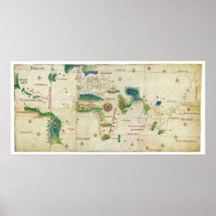 Die Cantino Planisphere-Weltkarte (1502) Poster