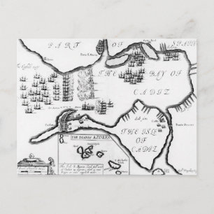 Die Capture of Cádiz im Jahre 1596 (Gravieren) Postkarte