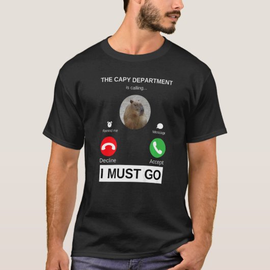 Die Capybara-Abteilung ruft Capy Pulup auf T-Shirt (Vorderseite)