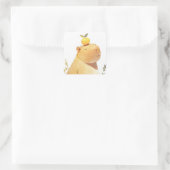 Die Capybara, die ein Orange trug Quadratischer Aufkleber (Tasche)