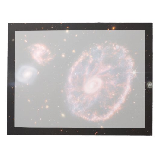 Die Cartwheel Galaxie und ihre Begleitgalaxien. Notizblock (Vorderseite)