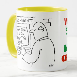 Die Cashpoint-Maschine berät Sie. Bankarbeiter Tasse