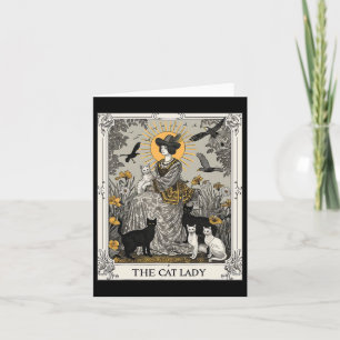Die Cat Lady Tarot Card Vintag Gothic Women Cat Karte