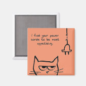 Die Cat Lieben Power Cords - Funny Cat Magnet (Vorderseite/Rückseite)