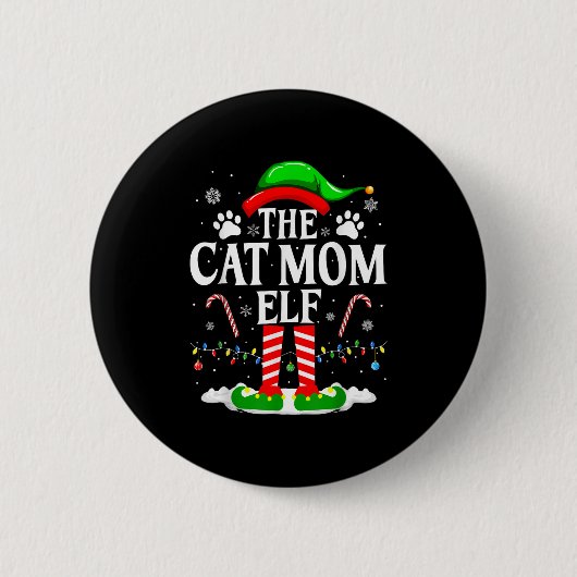 Die Cat Mama Elf Xmas Funny Cats über Weihnachten  Button (Vorderseite)