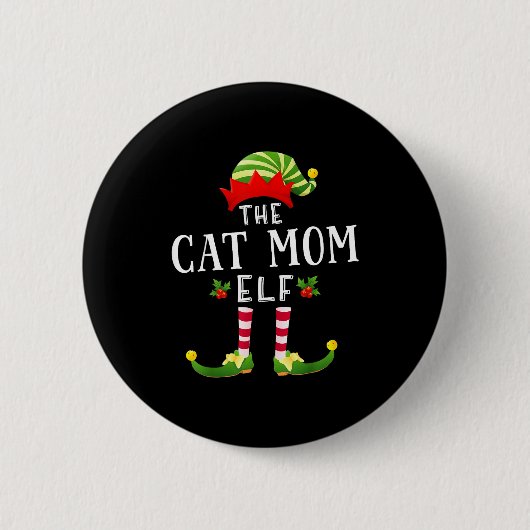 Die Cat Mom Elf Weihnachten passende Schlafanzug M Button (Vorderseite)