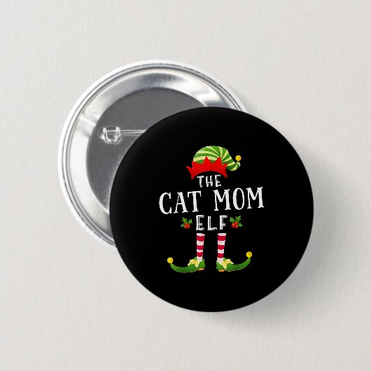 Die Cat Mom Elf Weihnachten passende Schlafanzug M Button (Vorne & Hinten)