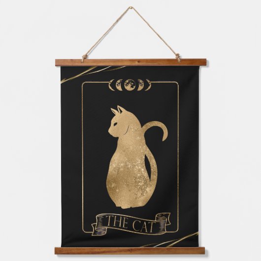 Die Cat Tarot Card Wandteppich Mit Holzrahmen (Vorderseite)
