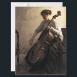 Die Cellist (von Joseph DeCamp) Karte<br><div class="desc">Dieses Design zeigt ein Gemälde des amerikanischen Impressionisten Joseph DeCamp (1858-1923). Es zeigt eine Cellistin, während sie ihr Musikinstrument hält und eine Melodie spielt, indem sie den Bogen über die Saiten zeichne. Die Frau sitzt am Rand eines Holzstuhls, während sie Cello spielt. Ihre Haltung ist aufrecht, aber anmutig. Das Cello,...</div>