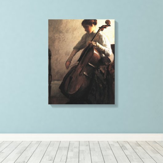 Die Cellist (von Joseph DeCamp) Leinwanddruck (Insitu (Holzboden))