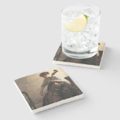 Die Cellist (von Joseph DeCamp) Steinuntersetzer (Seitenansicht)