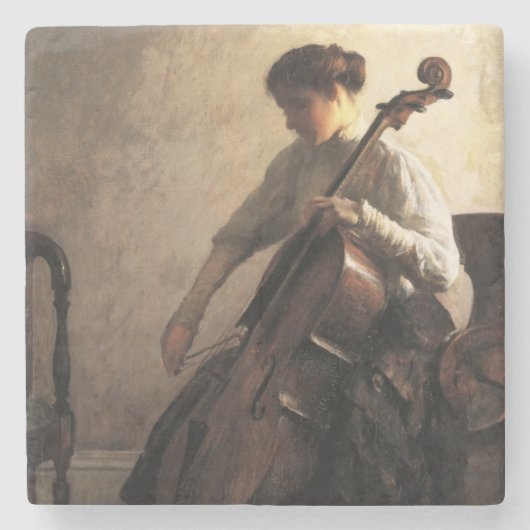 Die Cellist (von Joseph DeCamp) Steinuntersetzer (Vorderseite)