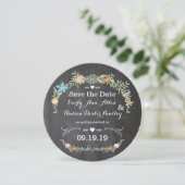 Die Chalkboard Coral Pink Aqua Garland Hochzeit Save The Date (Stehend Vorderseite)