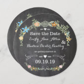Die Chalkboard Coral Pink Aqua Garland Hochzeit Save The Date (Vorne/Hinten)