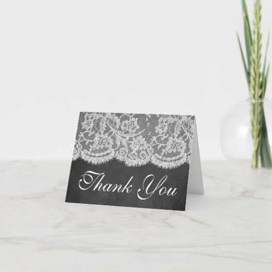Die Chalkboard & Lace Wedding Collection Dankeskarte (Vorderseite)