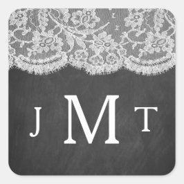 Die Chalkboard & Lace Wedding Collection Quadratischer Aufkleber