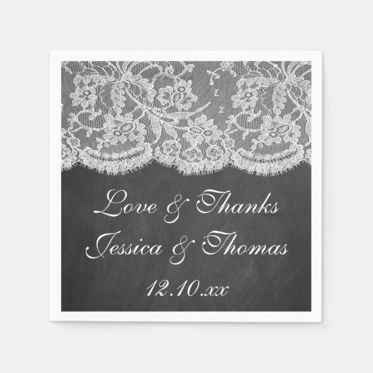 Die Chalkboard & Lace Wedding Collection Serviette (Vorderseite)