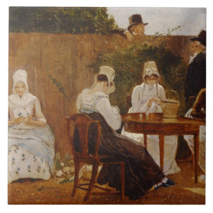 Die Chalon Familie in ihrem London-Stadtgarten, Fliese