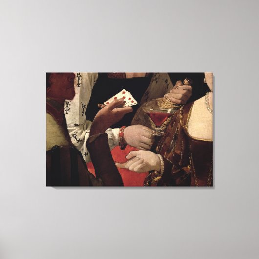 Die Cheat mit dem As der Diamanten, Details der Leinwanddruck (Vorderseite)