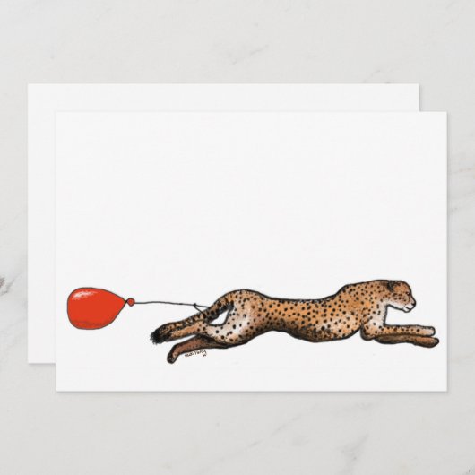 Die Cheetah und die Party Einladung des Roten Ball (Vorne/Hinten)