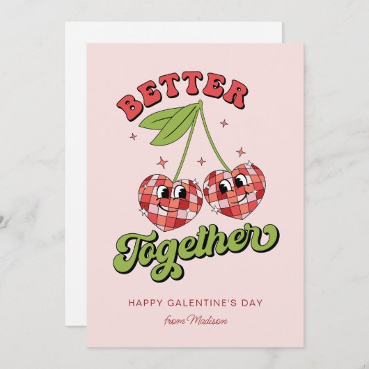 Die Cherry des Valentins im Disco Ball Einladung (Vorne/Hinten)