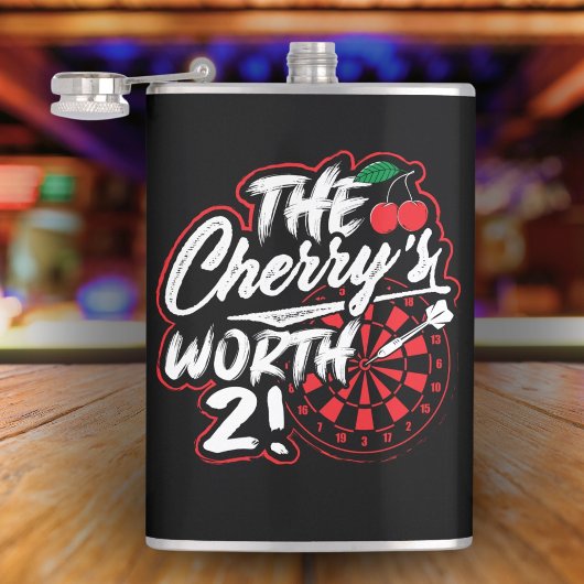 Die Cherry's Worth 2 Funny Dart Flask 8 oz. Flachmann