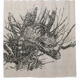 Die Cheshire-Katze im Baum Arthur Rackham Duschvorhang