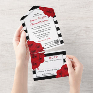 Die Chic Modern Luxe Hochzeitskollektion - Rote Ro All In One Einladung