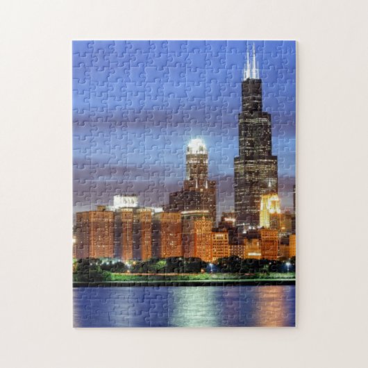 Die Chicago-Skyline vom Adler Planetarium Puzzle (Vertikal)