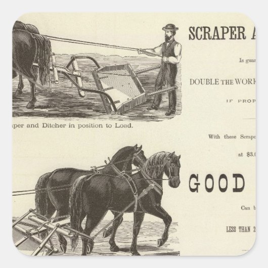 Die Chicagoer Scraper und Ditcher Quadratischer Aufkleber (Vorderseite)