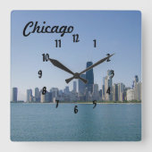 Die Chicagoer Skyline Quadratische Wanduhr (Vorderseite)