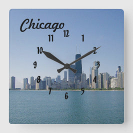 Die Chicagoer Skyline Quadratische Wanduhr