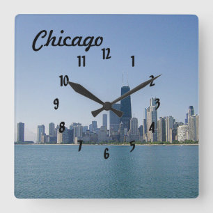 Die Chicagoer Skyline Quadratische Wanduhr