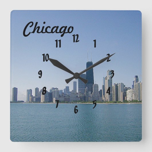Die Chicagoer Skyline Quadratische Wanduhr (Vorderseite)