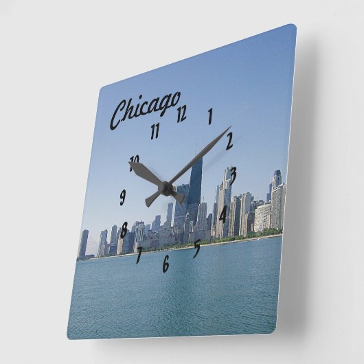 Die Chicagoer Skyline Quadratische Wanduhr (Winkel)
