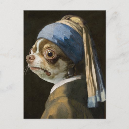 Die Chihuahua mit der Perlenohrpostkarte Postkarte (Vorderseite)