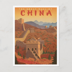 Die Chinesische Mauer Vintage Reise  Postkarte