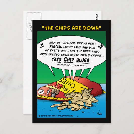 "Die Chips sind unten" Postkarte (Vorne/Hinten)