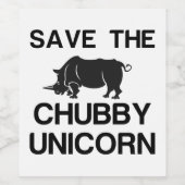 DIE CHUBBY UNICORN RHINO gerettet Weinetikett (Einzelnes Label)
