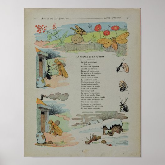 Die Cicada und die Ameise aus den Fabeln Poster (Vorne)