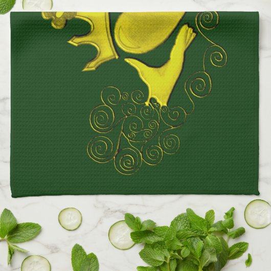 Die Claddagh (Gold) Küchentuch (Gefaltet)