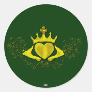 Die Claddagh (Gold) Runder Aufkleber