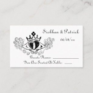 Die Claddagh Platzierungskarten (schwarz) (Hochzei Platzkarte