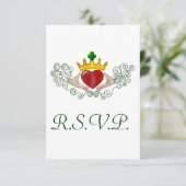 Die Claddagh R.S.V.P-Karte (Vollfarbe) RSVP Karte (Stehend Vorderseite)