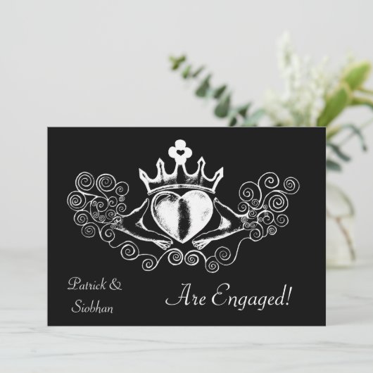 Die Claddagh (weiß) Einladung (Stehend Vorderseite)