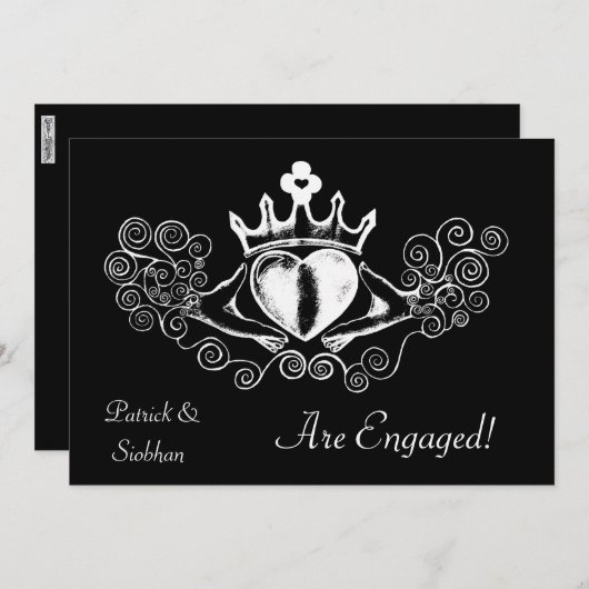 Die Claddagh (weiß) Einladung (Vorne/Hinten)