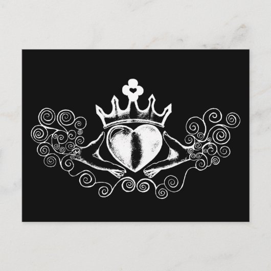 Die Claddagh (weiß) Postkarte (Vorderseite)