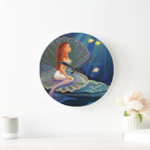 Die Clamshell Mermaid Art Wall Clock Große Wanduhr (Zuhause)