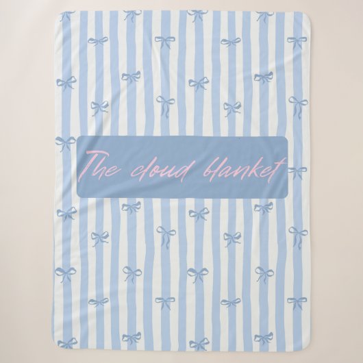 Die Cloud Blanket Blue Bows Fleece Decke Sherpadecke (Vorderseite)